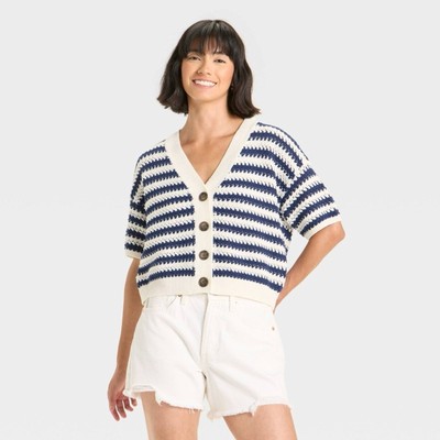 NWT Universal  Thread  Women's Short Sleeve Button-Front Cardigan Size M b68