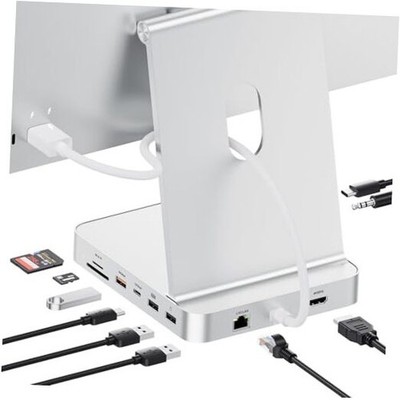 Upgraded 11 in 1 USB C Hub for iMac 24 inch USB Hub 2021 2023 2024 Silver