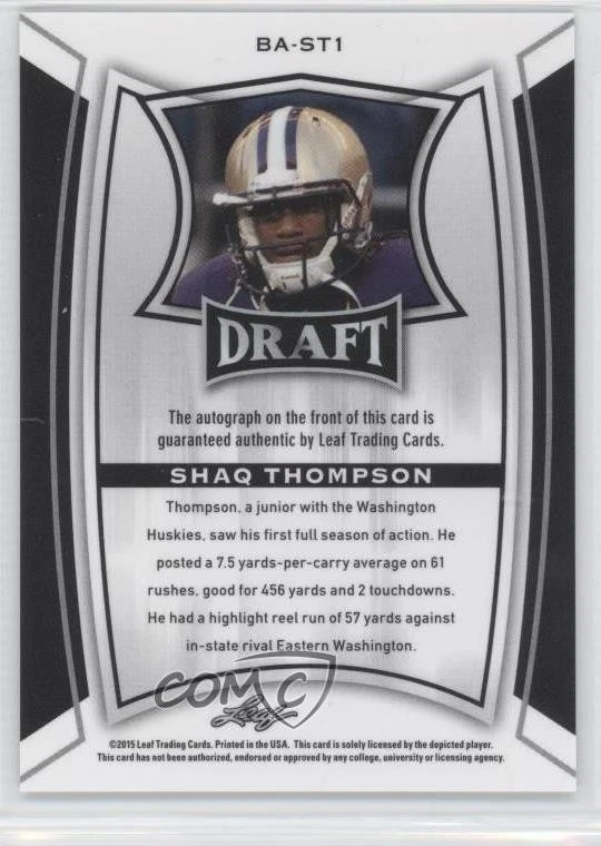 2015 Leaf Metal Draft Shaq Thompson #BA-ST1 Rookie Auto RC - Image 2 of 2