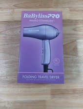 Babyliss Pro Nano Titanium Folding Travel Purple Hair Dryer Handle 2 Speed New