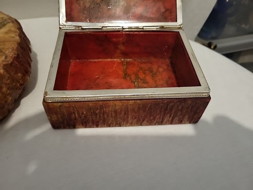 Caja vintage con tapa de piedra Erica Italia alabastro joyero baratija y cenicero grande - Imagen 5 de 24