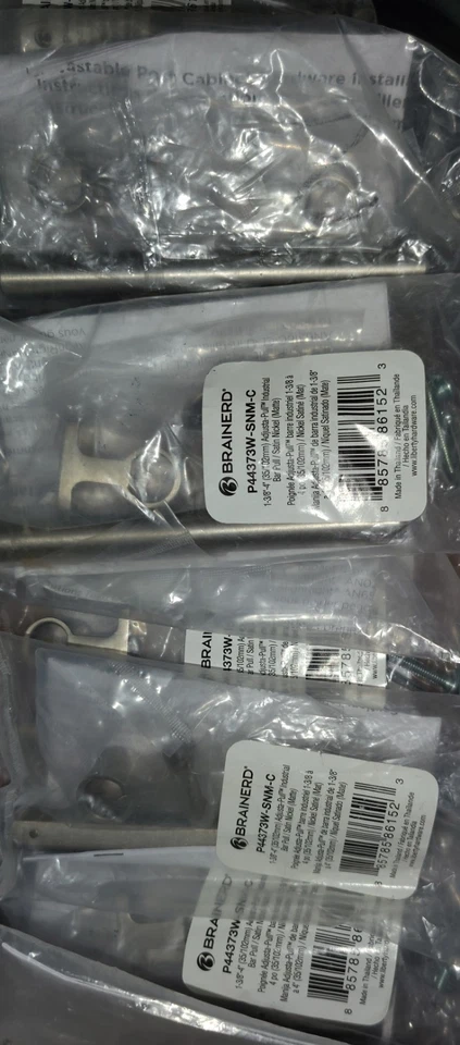 Lote 9 Brainerd P44373W 3/8" - 4" Gabinete Industrial Ajustable Tirador Satinado Nickel Foto 3 de 4