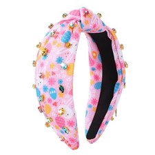 Easter Headband for Women - Rhinestone Knotted Design with Bunny Eggs Hair Ho...