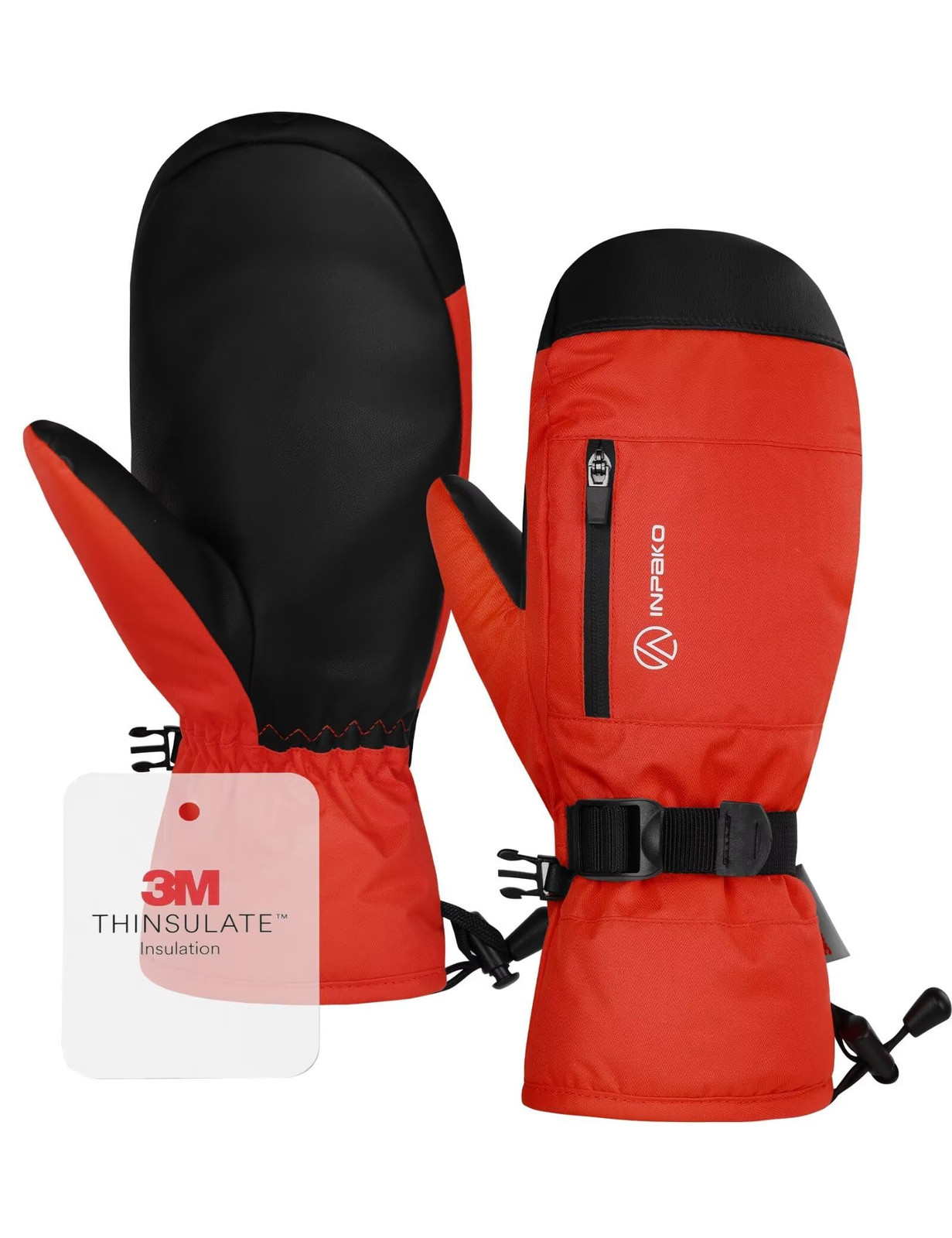 Winter Ski Mittens Men Women, 3M Thinsulate Waterproof Mittens with Inside Gl...