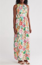 Vince Camuto Floral Halter Neck Sleeveless Maxi Dress. Size : 0