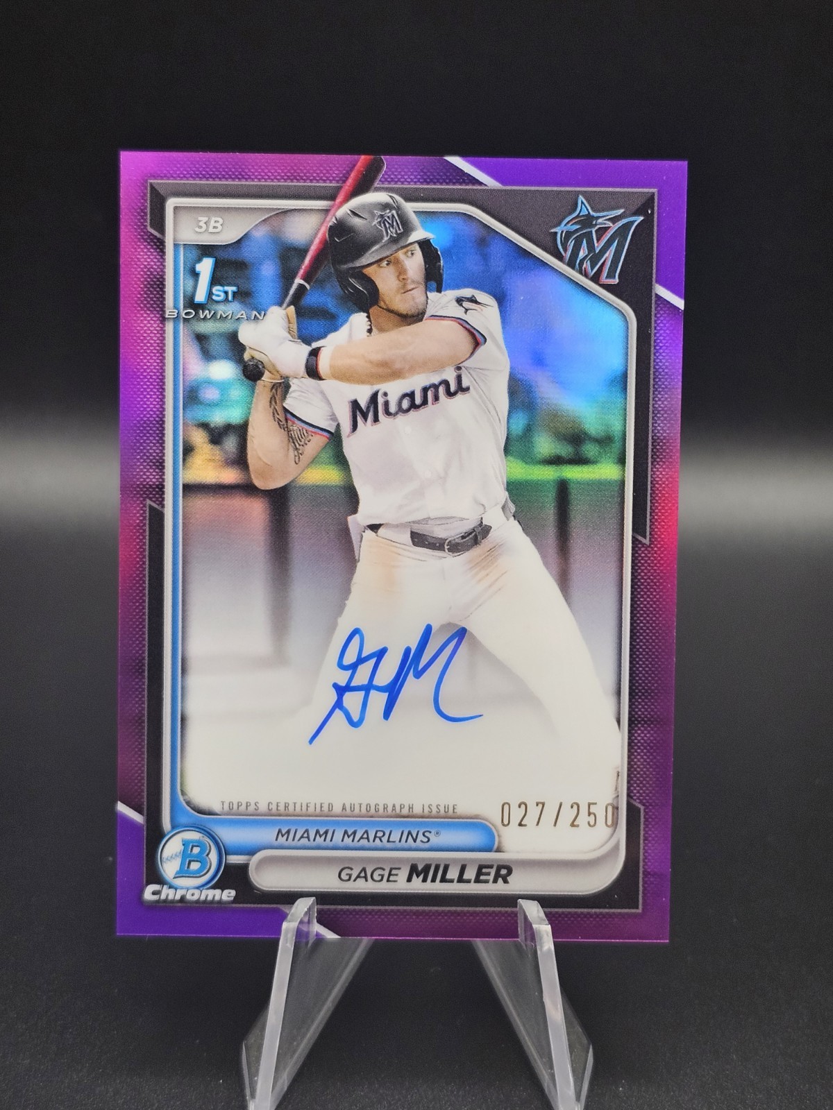 Gage Miller 1st Auto /250 - 2024 Bowman Chrome, Purple Refractor #CPA-GM