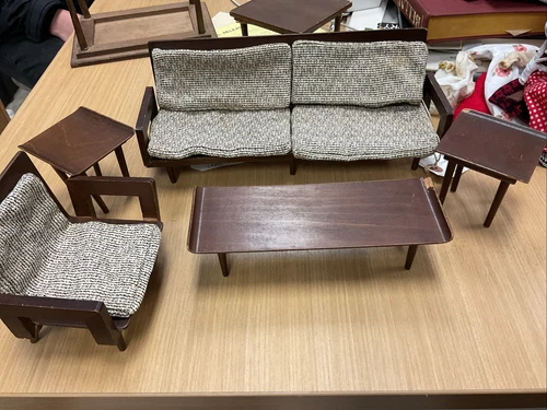 Vintage Mattel Modern Furniture Living Room Set 1958 Barbie Size Box1