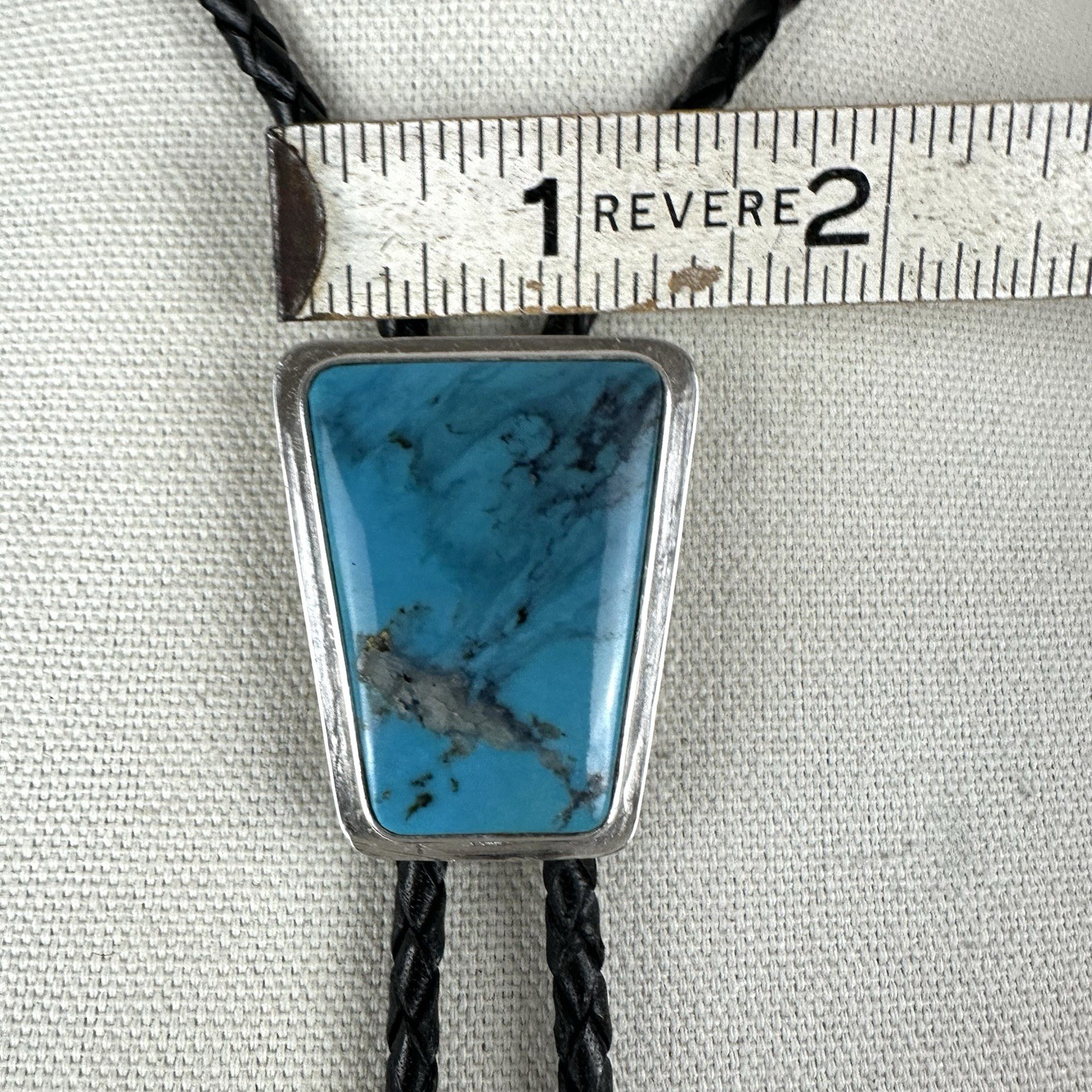 Tremendous Vintage Turquoise Stone Sterling Silver Western Bolo Tie