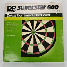 Vintage DP Superstar 600 Deluxe Tournament Double Sided Dart Board 18" Wound 80s