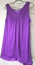 Vanity Fair Purple Nylon Slip Dress Medium Vintage Style Nightgown Sleeveless