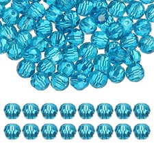 8mm Round Crystal Beads, 100 Pcs Glass Faceted Ball Bead, Blue