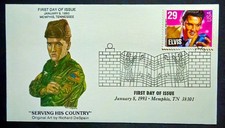 1¢ WONDER'S ~ ELVIS PRESLEY FDC 1993 SERVING HIS COUNTRY~ D817