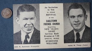 1960s Era Eagletown Indiana Hamilton County Church Revival Invitation Postcard