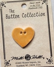 DIY Mill Hill Ceramic Button - Small Tangerine Heart