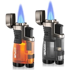 Feuerzeug Jetflame, 3 Flammen, nachfüllbar, windfest, Gas, 2 Stück