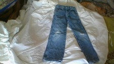 Wrangler Retro Kids Size 6 Relaxed Straight Leg Denim Jeans Int Adj Holey Knees