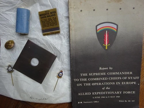 Original WWII mixed bag RAF heliograph USA safety  booklet bandage