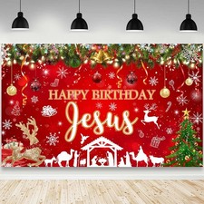 Happy Birthday Jesus Backdrop Jesus    S Birthday Photography Background Red C...