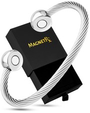 MagnetRX Magnetic Bracelet Stainless Steel Bangle Men Women Silver Medium