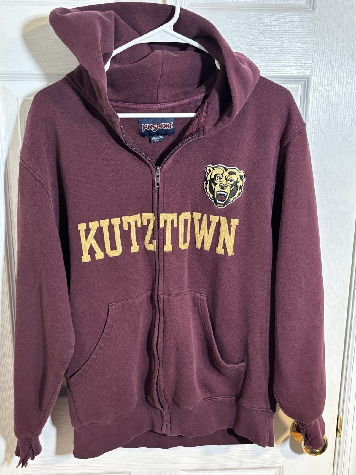 Jansport Kutztown Bears Zip Up Hoodie Distressed Medium