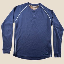 Realtree Henley Shirt Men L Navy Thermal Waffle Knit Camo Hunting Outdoor 660838
