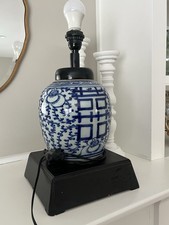 Vintage Chinese Blue  White Double Happiness Porcelain Ginger Jar 18  Lamp