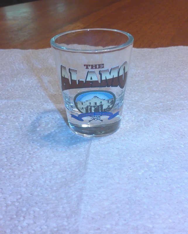 Shot Glass-Clear Glass-Texas State ( The Alamo )-2.4" tall-