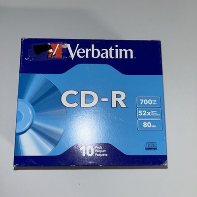 Verbatim CD-R Discs 700MB/80min 52x w/Slim Jewel Cases Silver 10/Pack 94935