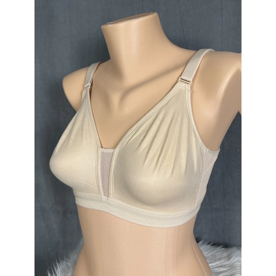 Vintage Lilyette Bra Size 34D Unlined Wireless Beige Style 847 Adjustable Strap - Image 3 of 4