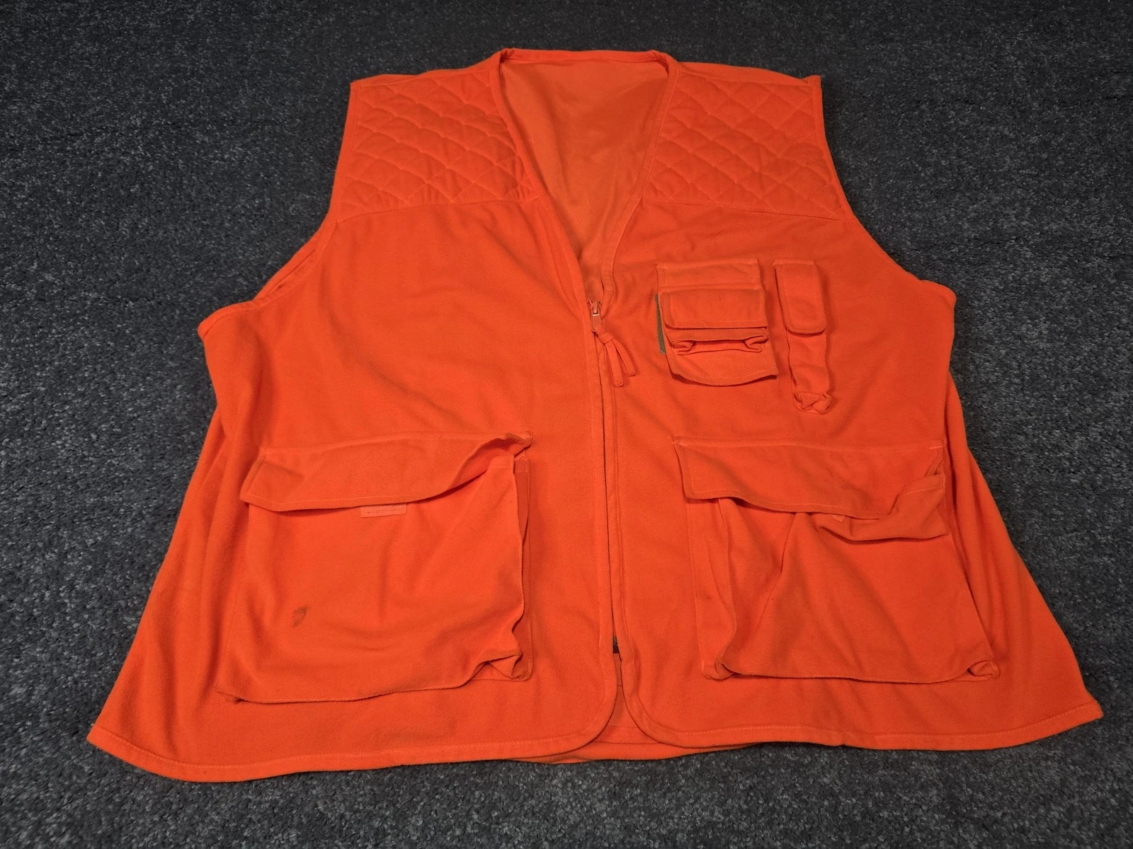 Gamehide Vest Mens 3XL Orange Quilted Fleece Full Zip Hunting Blaze Safety