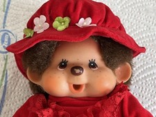 Original Monchhichi Sekiguchi Japan 1974 Lady im roten Kleid vintage Figur