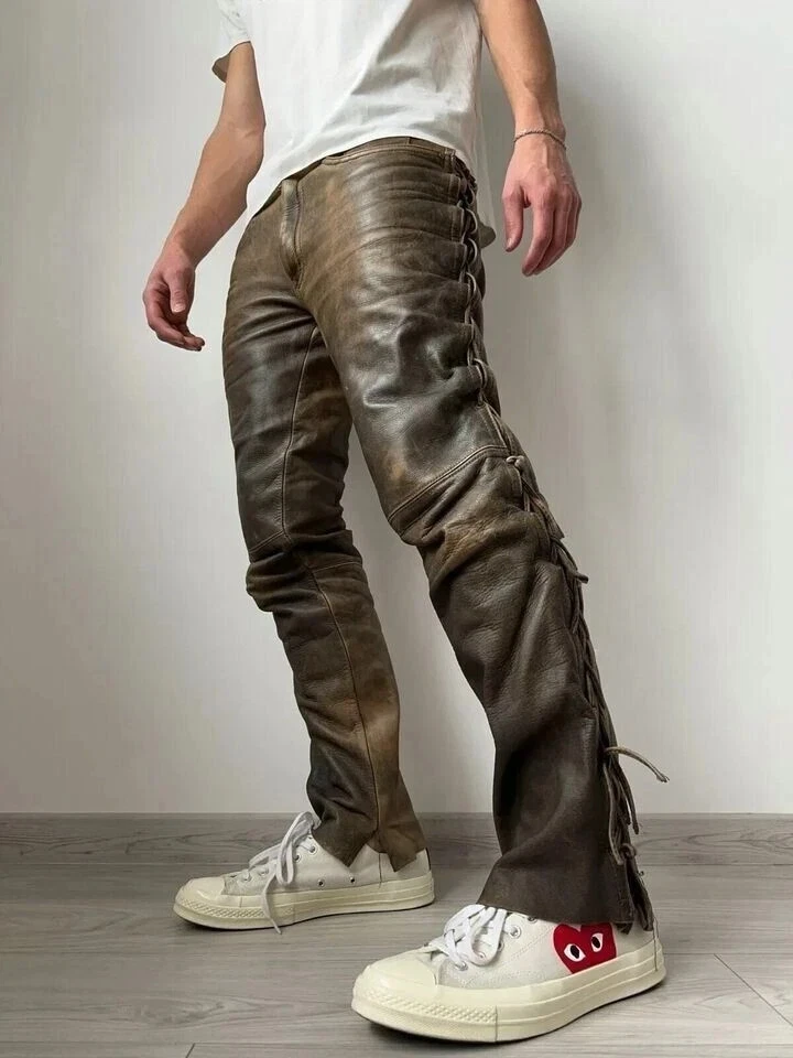 Men's Genuine Leather Pants Bikers Pants Casual Stylish Party Wear Pant