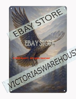 Hawk Flight Metal Sign Rustic Cabin Decor wildlife