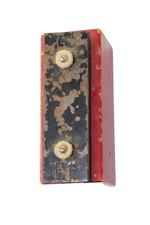 Vintage Metal Tone bar on Wood Block Gb , F  R7858