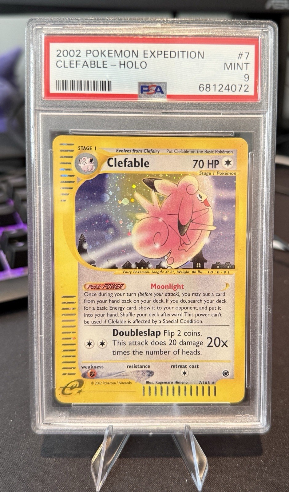 2002 Pokemon Expedition #7 Clefable Holo PSA 9 MINT