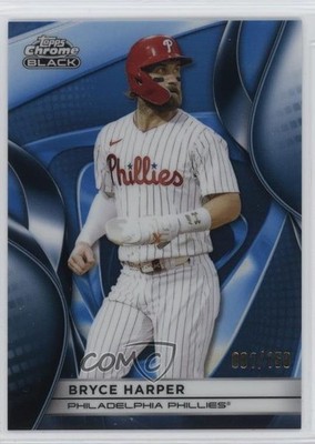 2025 Topps Chrome Black Blue Refractor 81/150 Bryce Harper #2 tw0
