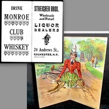 Monroe Club Whiskey Streicher Liquor Bike Pop-Up Mechanical Trade Card SR.A.McW