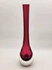 VTG Murano MCM Sommerso Art Glass Teardrop Bud Vase Clear Polished Bottom 11"