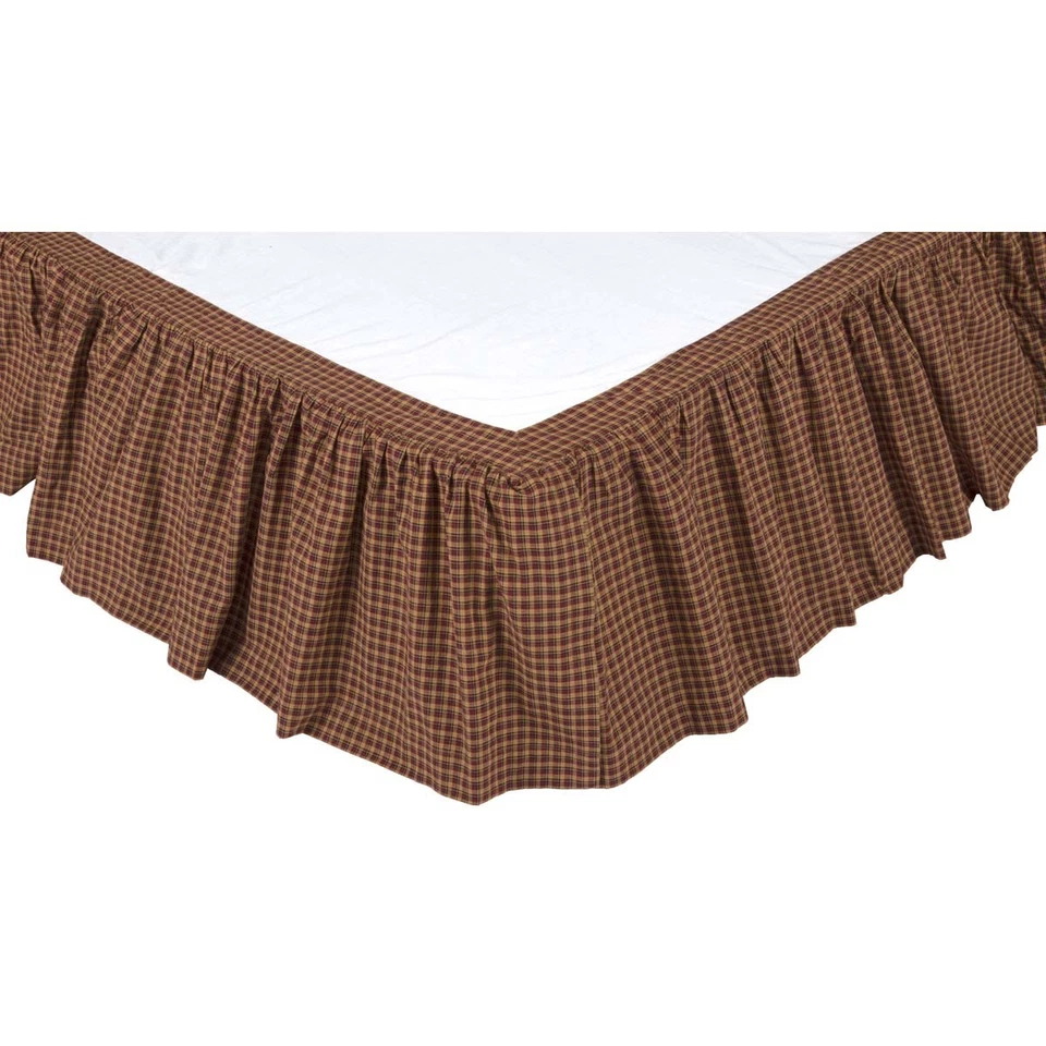 Falda de cama doble primitiva parche patriótico rojo tostado azul marino a cuadros 39x76x16" marcas VHC Foto 4 de 4