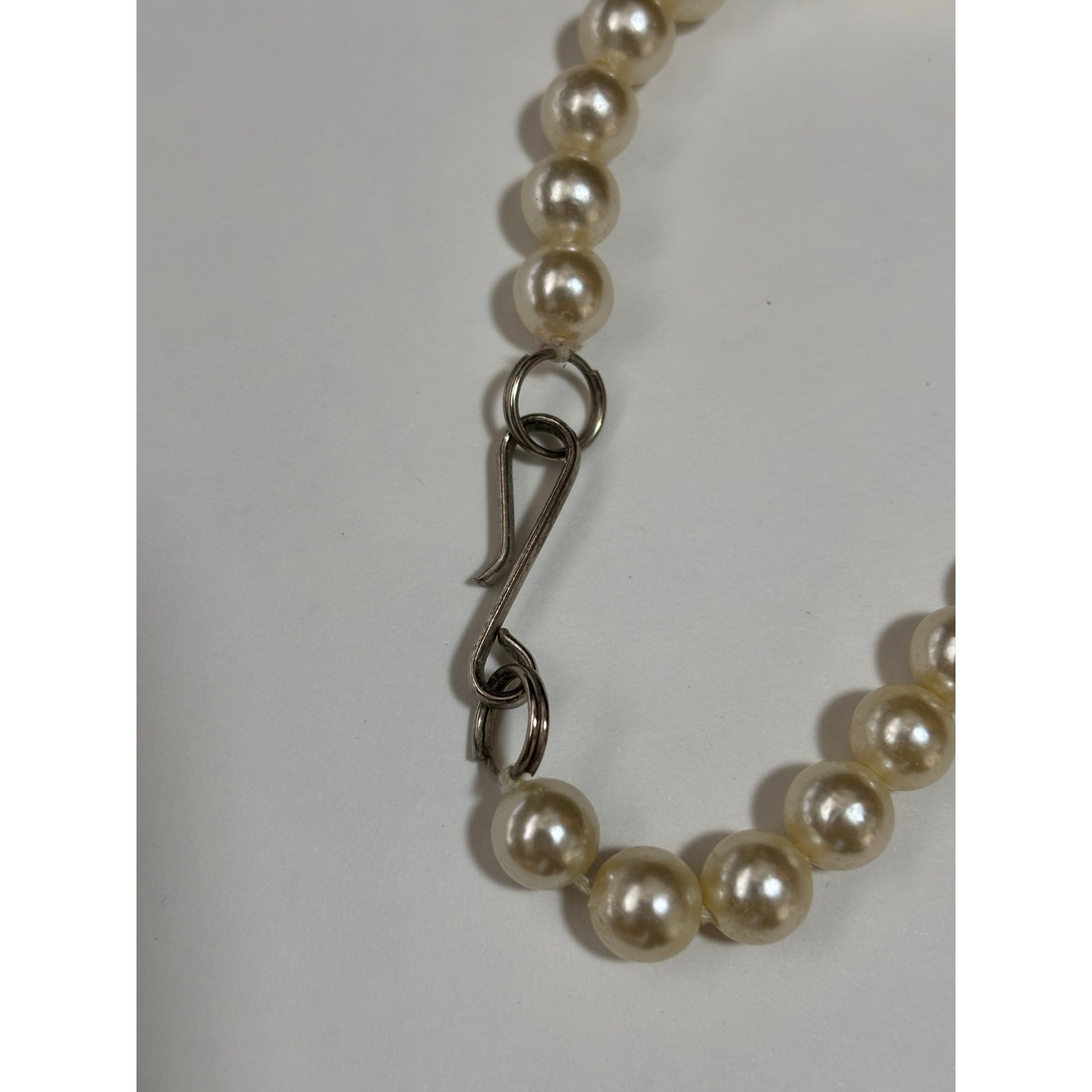 Women's Faux Pearl Blue Ceramic Flower Necklace Silver Beaded Fairy Mermaid Gift