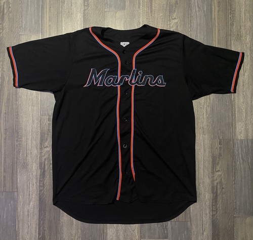 Mens MLB Miami Marlins Authentic On Field Flex Base Jersey - Black Alternate