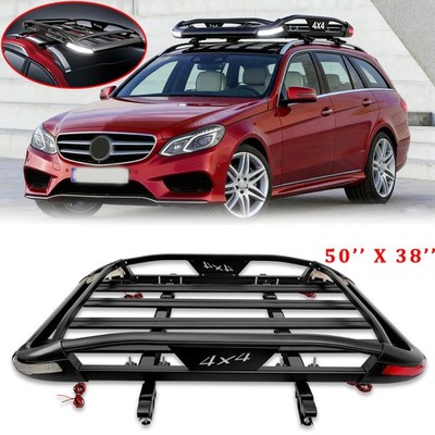 For Mercedes E Class S212 Wagon Roof Rack Cargo Basket + Cross Bars w/ LED Light