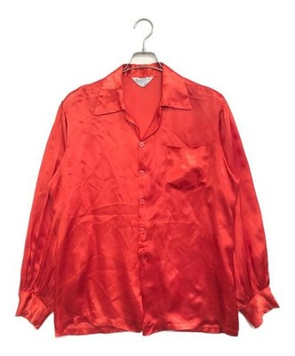 Bowler's Men s Red Satin Shirt 50s Vintage M Long Sleeve, Casual Top