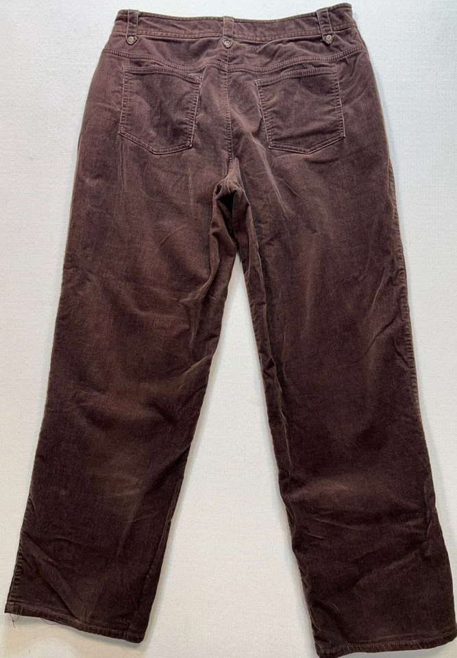 Pantalones de pana Liz Claiborne Audra para mujer pierna recta talla 12 marrón oscuro liso Foto 2 de 4