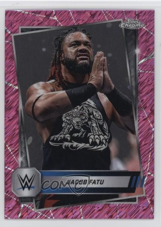2025 Topps Chrome WWE Pink Shimmer Refractor Jacob Fatu #100 3zh