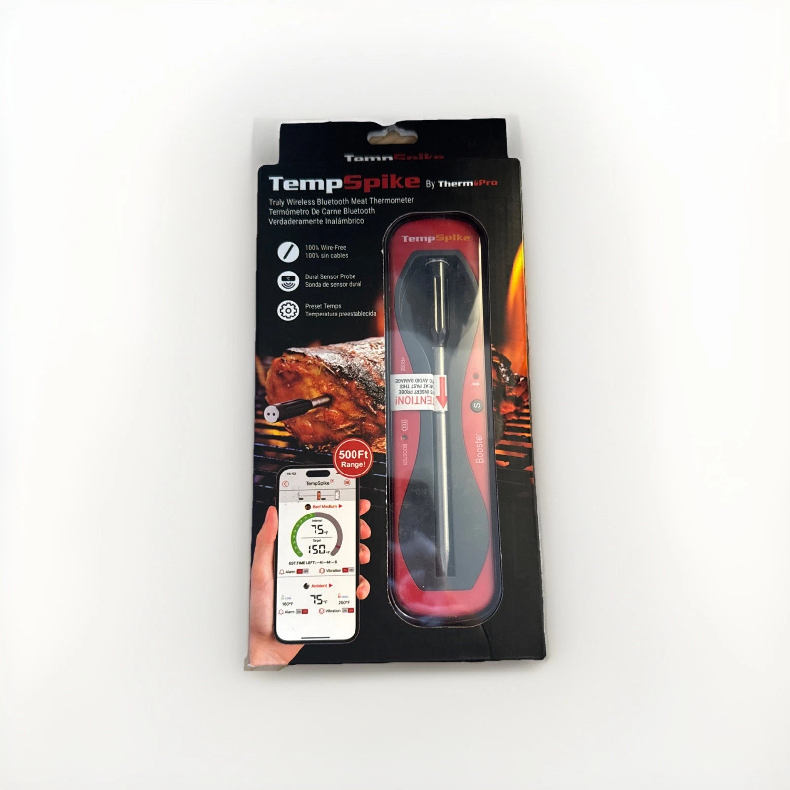 ThermoPro - TempSpike 500 Ft Truly Wireless Bluetooth Meat Thermometer