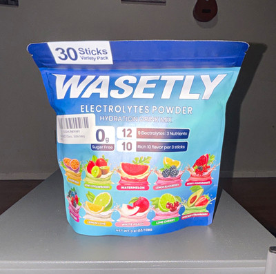 WASETLY Sugar-Free Electrolytes Powder Drink Mix Variety Pack 30 Sticks 3.81 oz