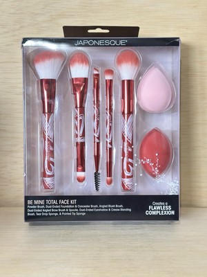 Japonesque Be Mine Total Face Kit-5 makeup brushes & 2 Sponges