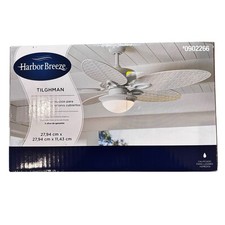 HARBOR BREEZE TILHMAN Ceiling Fan 2-Light KIT LED Frosted Glass WHITE WICKER NEW