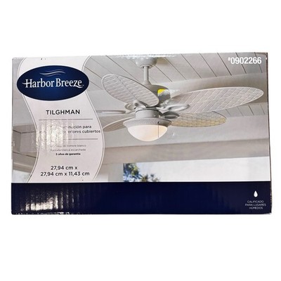 HARBOR BREEZE TILHMAN Ceiling Fan 2-Light KIT LED Frosted Glass WHITE WICKER NEW